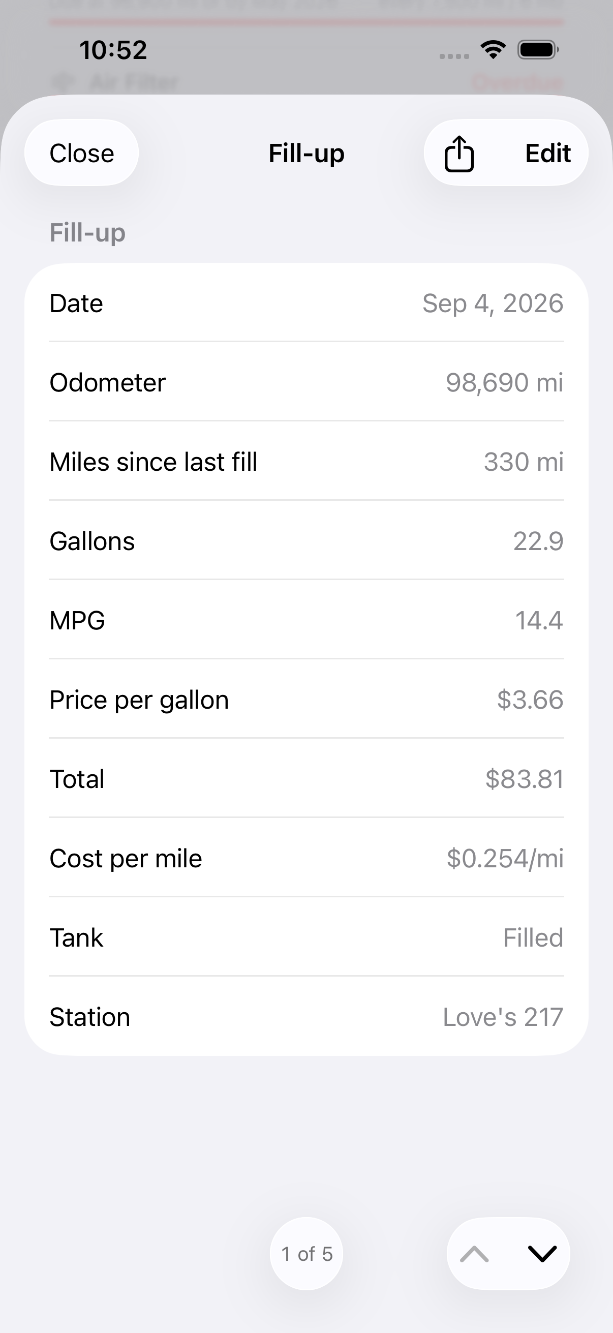 The fuel log