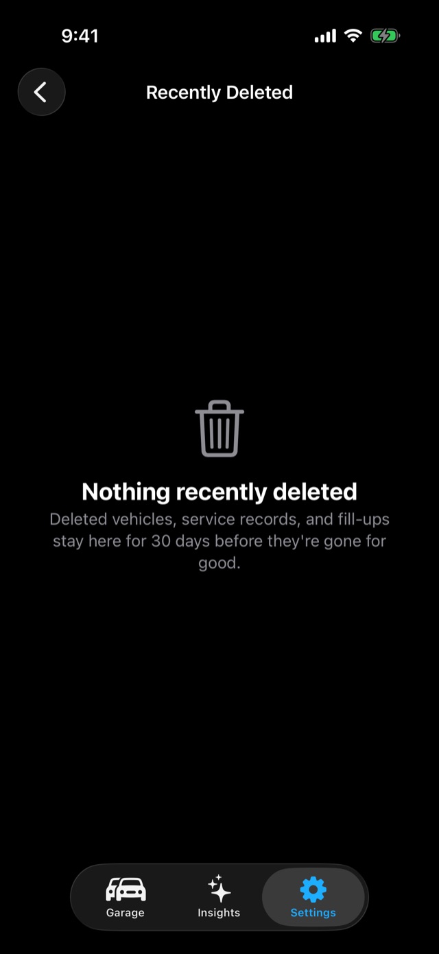 Recently Deleted, empty