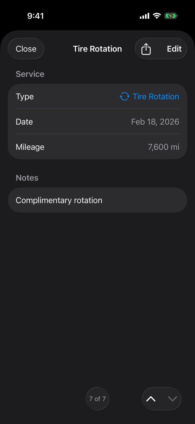 One service record opened